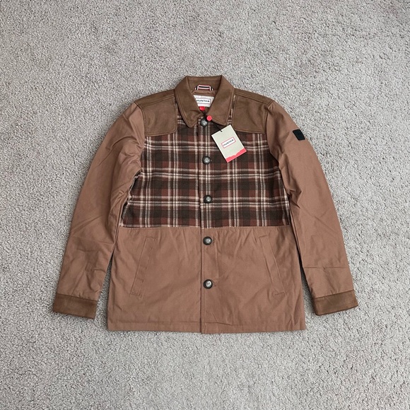 Hunter Other - Hunter Lined Canvas Jacket Brown Plaid Mens S Barn Coat Rugged Utility Gorpcore